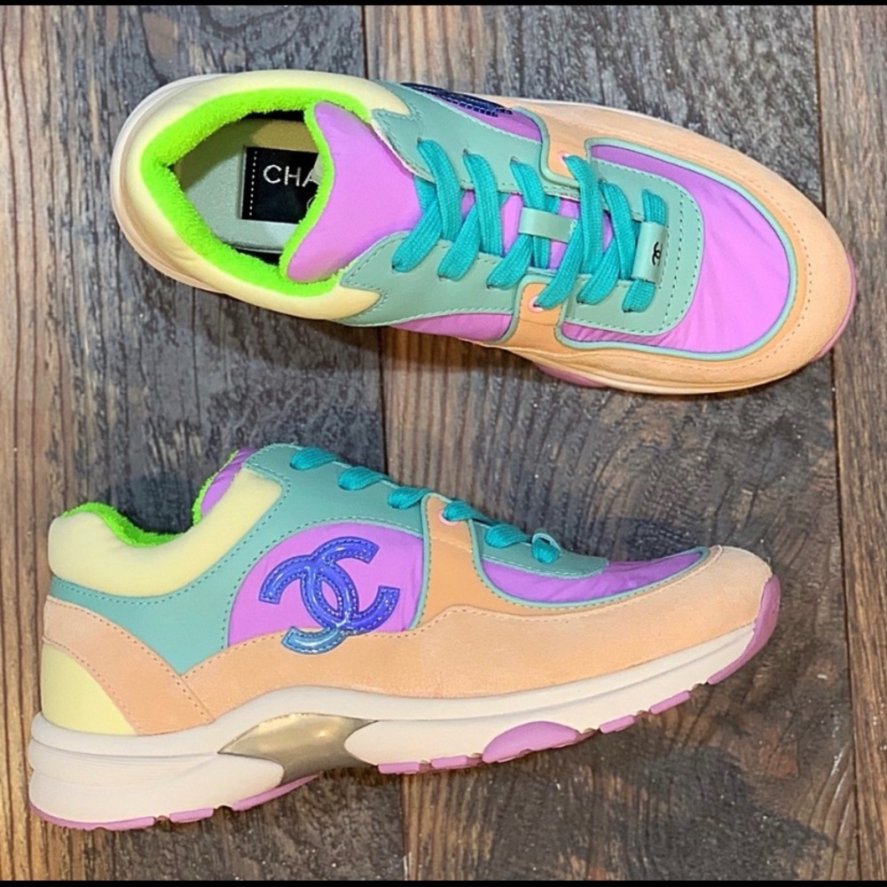 CHANEL Nylon Lambskin Suede Sports Runner Sneaker